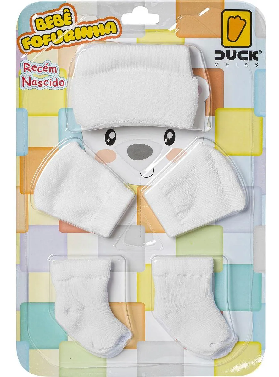 Kit C/ Toucas Luvas E Meias P/ Meninos Recém Nascidos Fofo
